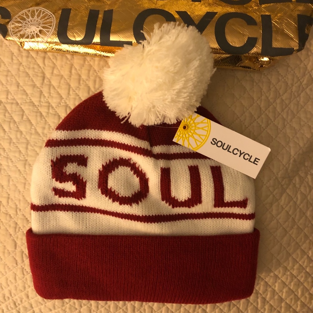 Soul Stripe Pom Pom Beanie RED/WHITE